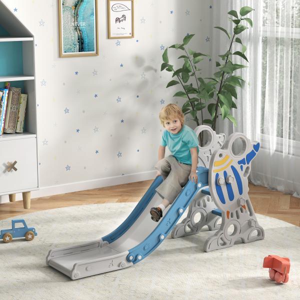 Escorregador para Crianças de 18 - 36 Meses com 3 Degraus Antiderrapantes 157x46,5x80 cm Azul