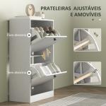 Sapateira Estreita Móvel Sapateira com 2 Gavetas Abatíveis e Prateleiras Ajustáveis para 8 Pares de Sapatos 47x26x85 cm Branco