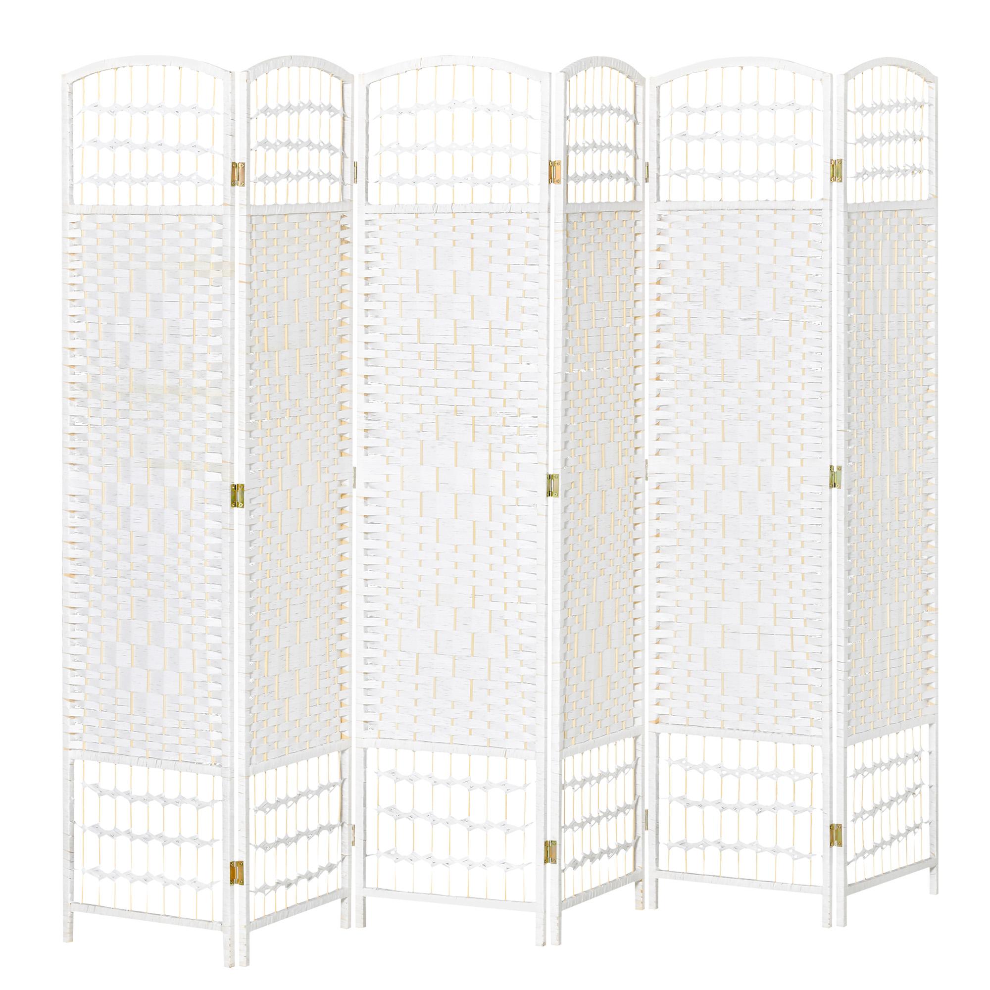 Biombo de 6 Paineis Separador de Ambientes Dobrável 242x170cm Divisória de Habitações de Fibra de Papel Branco
