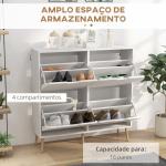 Sapateira para 16 Pares de Sapatos com 4 Gavetas e Prateleiras Ajustáveis 95x26x95 cm Branco