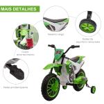 Mota Elétrica para Crianças acima de 3 Anos 12V Mota de Brinquedo Infantil com 2 Rodas de Equilíbrio Velocidade Máx. 8km/h Arranque Suave 106,5x51,5x68cm Verde