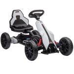 Go Kart Elétrico para Crianças Kart a Bateria 12V Velocidade Ajustável 3 - 5 km/h e Cinto de Segurança 100x58x58,5 cm Branco