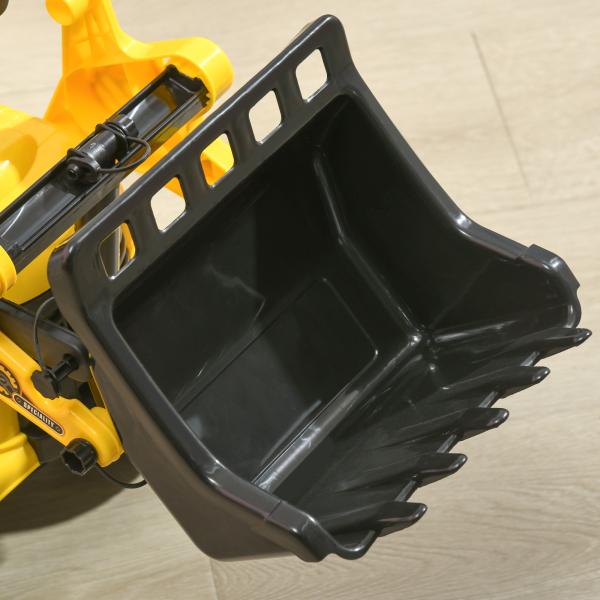Carro Andador para Crianças Escavadora para Crianças com Pá Dianteira Buzina Volante e Compartimento Oculto 80x26,5x39 cm Amarelo