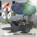 Chapéu de Sol para Jardim Ø2,7 m com Inclinação Ajustável Manivela e Volante Azul Celeste