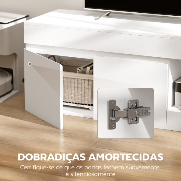 Móvel de TV com 2 Portas Prateleira Aberta Móvel de TV Televisóres de 60 Polegadas 140x40x48 cm Branco