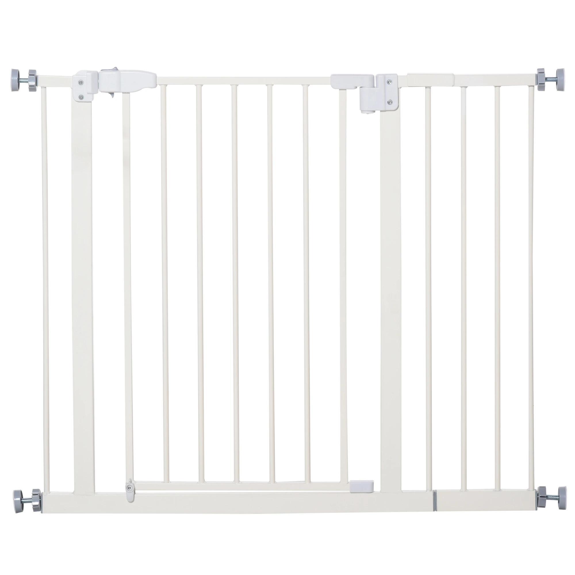 Barreira de Segurança para Animais de Estimação Cães com Extensão de 17,5 cm Sistema de Fechamento Automático 74 - 97,5x76,2 cm Branco