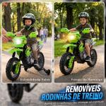 Mota Elétrica para Crianças 6V com Luzes e Música para Idades 3 - 6 Anos Verde