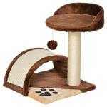 Árvore Arranhador para Gatos de 2 Níveis com Poste e Tapete de Arranhar Cama e Bola Suspensa 35,5x37x46 cm Marrom