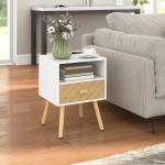 Mesa de Cabeceira com Estação de Carregamento Gaveta 2 Tomadas AC Porta USB e Tipo - C 40x35x54,7 cm Branco