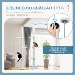 Arranhador para Gatos do Chão ao Teto com Altura Ajustável e 3 Plataformas em Forma de Nuvem 48x32x225 - 255 cm Branco
