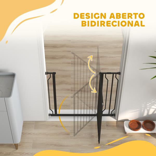 Barreira de Segurança para Cães Extensível para Escadas e Portas 75 - 95 cm com 1 Extensão e 10 cm Altura 76 cm Preto