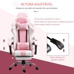 Cadeira de Gaming Reclinável Giratória com Apoio para a Cabeça Apoio para os Pés e Almofada Lombar 64x67x119 - 127 cm Rosa