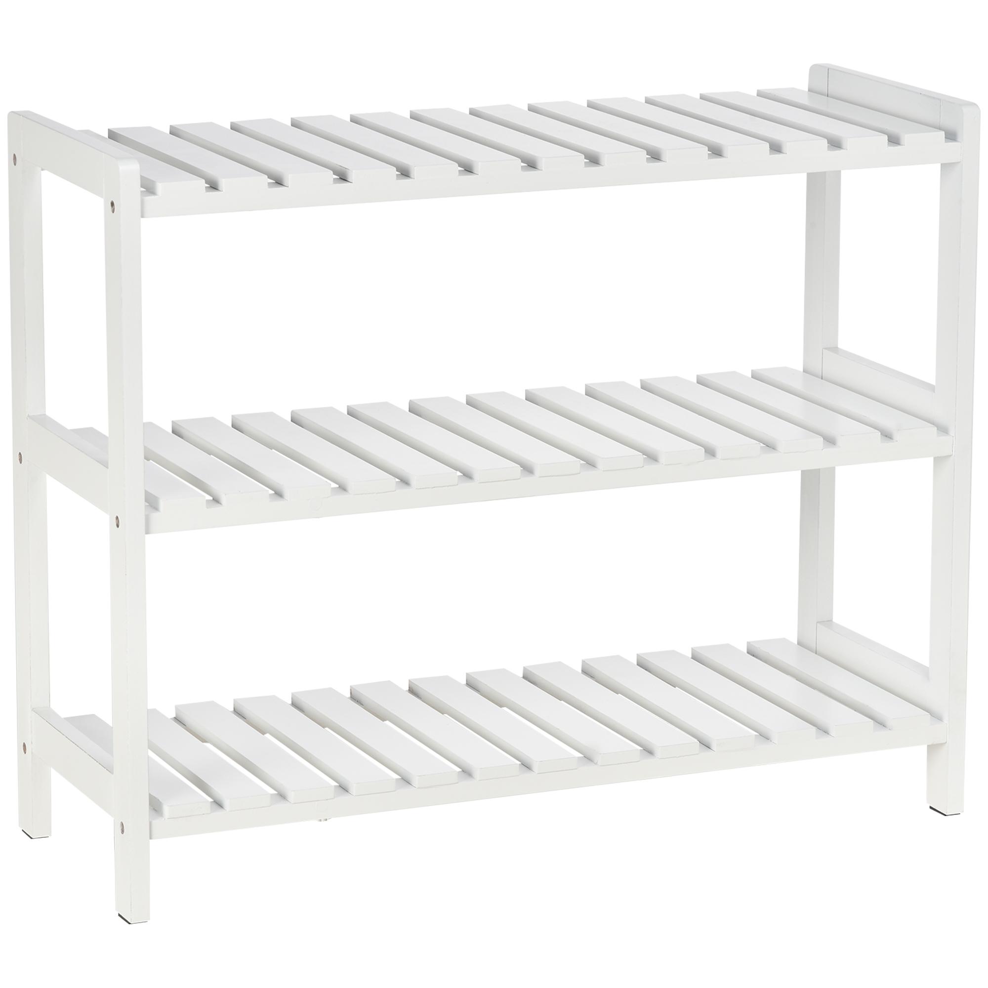 Sapateira de Madeira de 3 Níveis para até 9 Pares de Sapatos para Entrada Corredor Dormitório 70x26x57,5cm Branco
