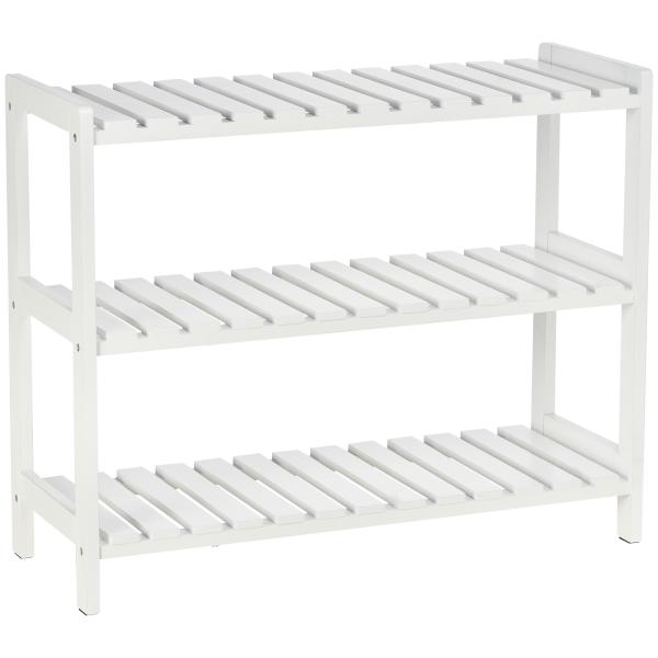 Sapateira de Madeira de 3 Níveis para até 9 Pares de Sapatos para Entrada Corredor Dormitório 70x26x57,5cm Branco