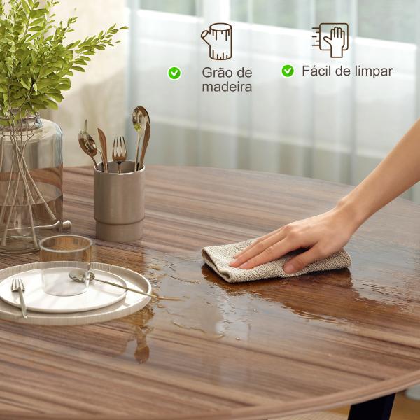 Mesa de Cozinha Redonda Mesa de Jantar Estilo Industrial com Bancada de Madeira e Estrutura de Aço Ø90x76 cm Marrom e Preto