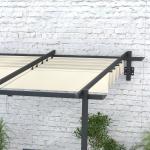 Pérgola de Parede 3x3 m Pérgola de Jardim com Teto Retrátil de Poliéster e Estrutura de Aço Creme e Cinza Escuro