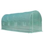 Estufa tipo Túnel 500x200x205 cm Estufa de Jardim com Porta Enrolável e 8 Janelas Cobertura de PE 140 g/m² Verde