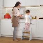 Banco para Crianças de 2 Degraus Torre de Aprendizagem Escada para Crianças acima de 3 Anos para Casa de Banho Cozinha 43x30x55 cm Branco