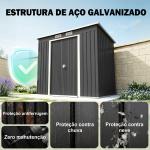 Abrigo de Jardim 213x130x173 Abrigo de Exterior de Aço Galvanizado com Porta Corredeira para Armazenamento Cinza Escuro