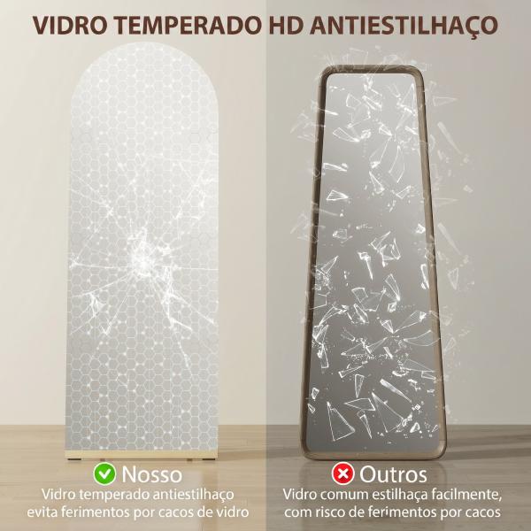 Espelho de Pé 160x50 cm Espelho de Corpo Inteiro sem Moldura Base de Madeira Prata e Preto