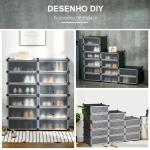 Sapateira Modular de Cubos de Plástico Armário Modular para Sapatos com 12 Cubos com Porta Desenho de DIY 94x37x108 cm Preto