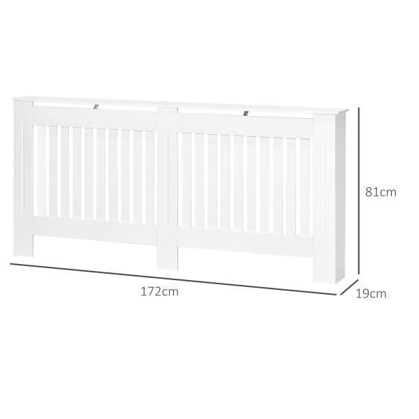 Cobertura Radiador Moderna de MDF com Prateleira Superior para Sala de Estar Dormitório Escritório 172x19x81 cm Branco