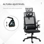 Cadeira de Escritório de Malha Confortável Giratória com Altura e Apoio para a Cabeça Ajustáveis Apoio Lombar Preto 60x61x104,5 - 121,5 cm