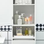 Coluna de Casa de Banho com 2 Portas 1 Gaveta Prateleira Aberta e Prateleiras Ajustáveis 40x30x164 cm Branco