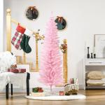Árvore de Natal Artificial 180cm Ignífugo com 390 Ramos de PVC Decoração de Natal para Interiores Rosa