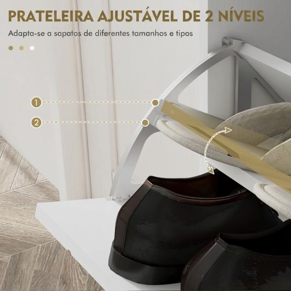 Sapateira Estreita com 4 Gavetas Basculantes e Prateleiras Ajustáveis para 16 Pares 106x24x102 cm Branco