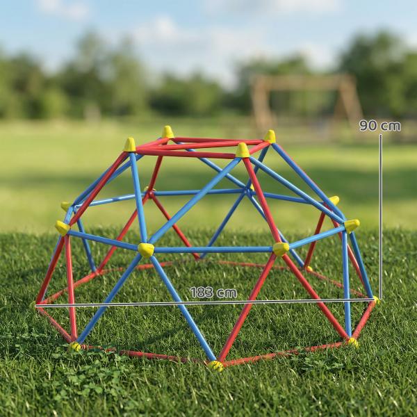 Cúpula de Escalada Conjunto de Cúpula Geométrica Parque Infantil para 3 - 8 Anos para Jardim Ø183x90 cm Vermelho e Azul