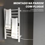 Toallero Elétrico de Parede 110W com Controlo WIFI Ecrã Tátil Temporizador 10 Barras Temperatura Ajustável Baixo Consumo IPX4 45x11x80 cm Branco