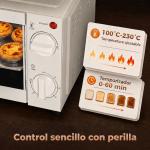Mini Forno Elétrico 9L com Temperatura Ajustável até 230°C Temporizador 60 min e Bandeja para Assar 35x24,6x20 cm Creme