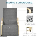 Poltrona Relax com Apoio para os Pés Ajustável Estofada em Tecido com Estrutura de Madeira 66,5x94x100 cm Cinza