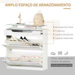 Sapateira Entrada Estreito Móvel para 16 pares de Sapatos com 2 Portas Gaveta Prateleira Aberta e Bancada de Vidro 89x23x96 cm Branco