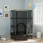 Trampolim para Crianças com Rede de Segurança e Estrutura de Aço para Interiores e Exteriores Carga 50kg Ø140x190 cm Preto