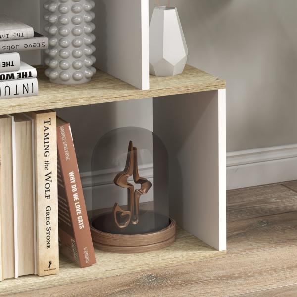 Estante para Livros Estilo Nórdico Estante com 5 Prateleiras Anti - Tombo Carga 25 kg 70x29,5x163 cm Branco e Madeira