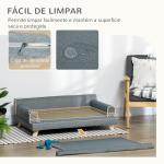 Cama Elevada para Cães Grandes e Médios 100x62x32 cm Revestimento em Chenille com Almofada Lavável Cinza Escuro