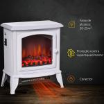 Lareira Elétrica Portátil 1000/2000W com Simulação de Chama Termostato Ajustável e Proteção de Superaquecimento para Salas de até 25m² 36,5x24x41,5cm Branco