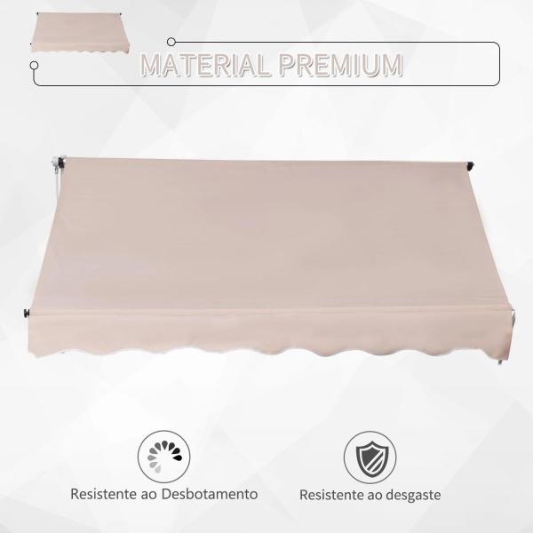 Toldo Manual Retrátil 200x150 cm com Manivela de Alumínio Ângulo Ajustável Proteção Solar para Varanda Jardim Pátio Branco