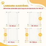 Barreira de Segurança para Cães 74 - 100 cm com Extensões, Montagem por Pressão e Duplo Bloqueio, Branco