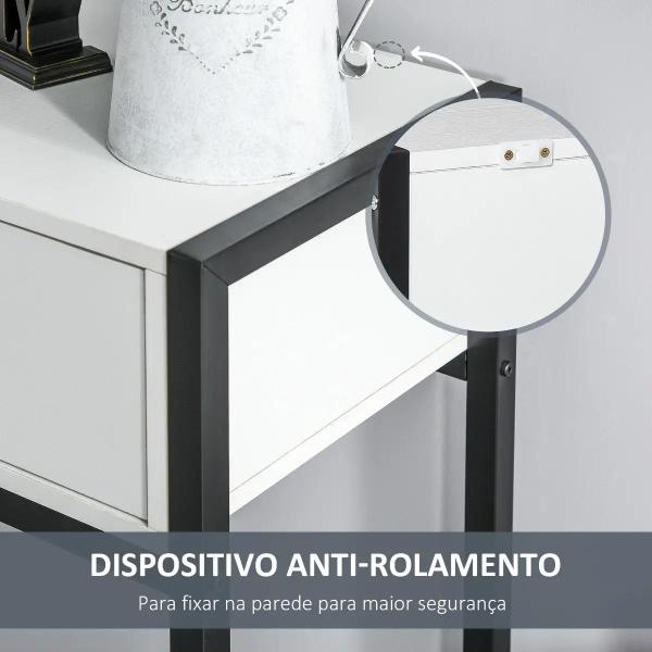 Consola Mesa de Entrada 120x34x81cm com 2 Gavetas e Pés Ajustáveis Móvel de Entrada de Estilo Moderno para Corredor Entrada Branco e Preto