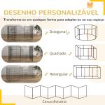 Parque para Cães 8 Painéis Dobráveis Gaiola Metálica para Animais de Estimação com Porta e Dupla Fechadura 76x61cm Preto