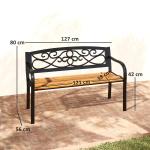 Banco de Jardim de 2 Lugares Banco de Exterior com Assento de Madeira e Estrutura de Aço 127x56x80 cm Madeira e Preto