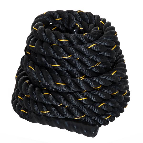 Corda de Batalha Ø38 mm Comprimento 9 m Battle Rope para Exercícios Fitness Crossfit Ultra - Resistente Preto e Amarelo