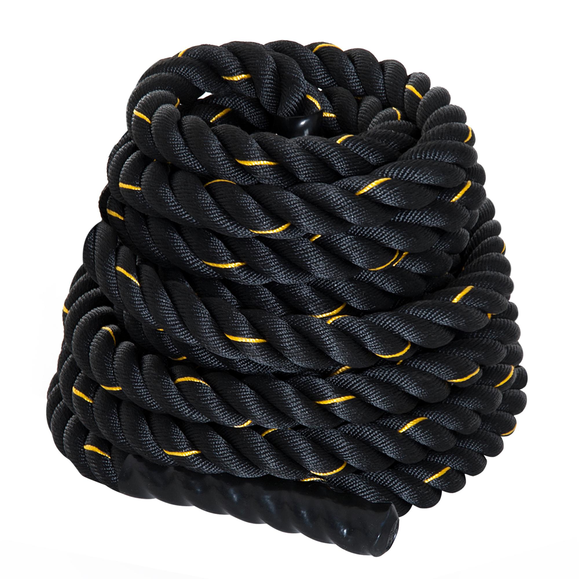 Corda de Batalha Ø38 mm Comprimento 9 m Battle Rope para Exercícios Fitness Crossfit Ultra - Resistente Preto e Amarelo