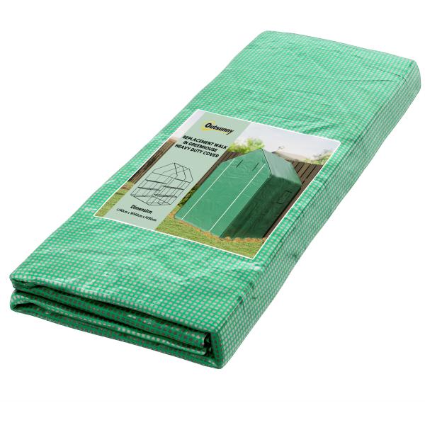 Cobertura de Substituição para Estufa 140x143x190 cm com Janela Porta Anti - UV Proteção de Plantas para Jardim Verde