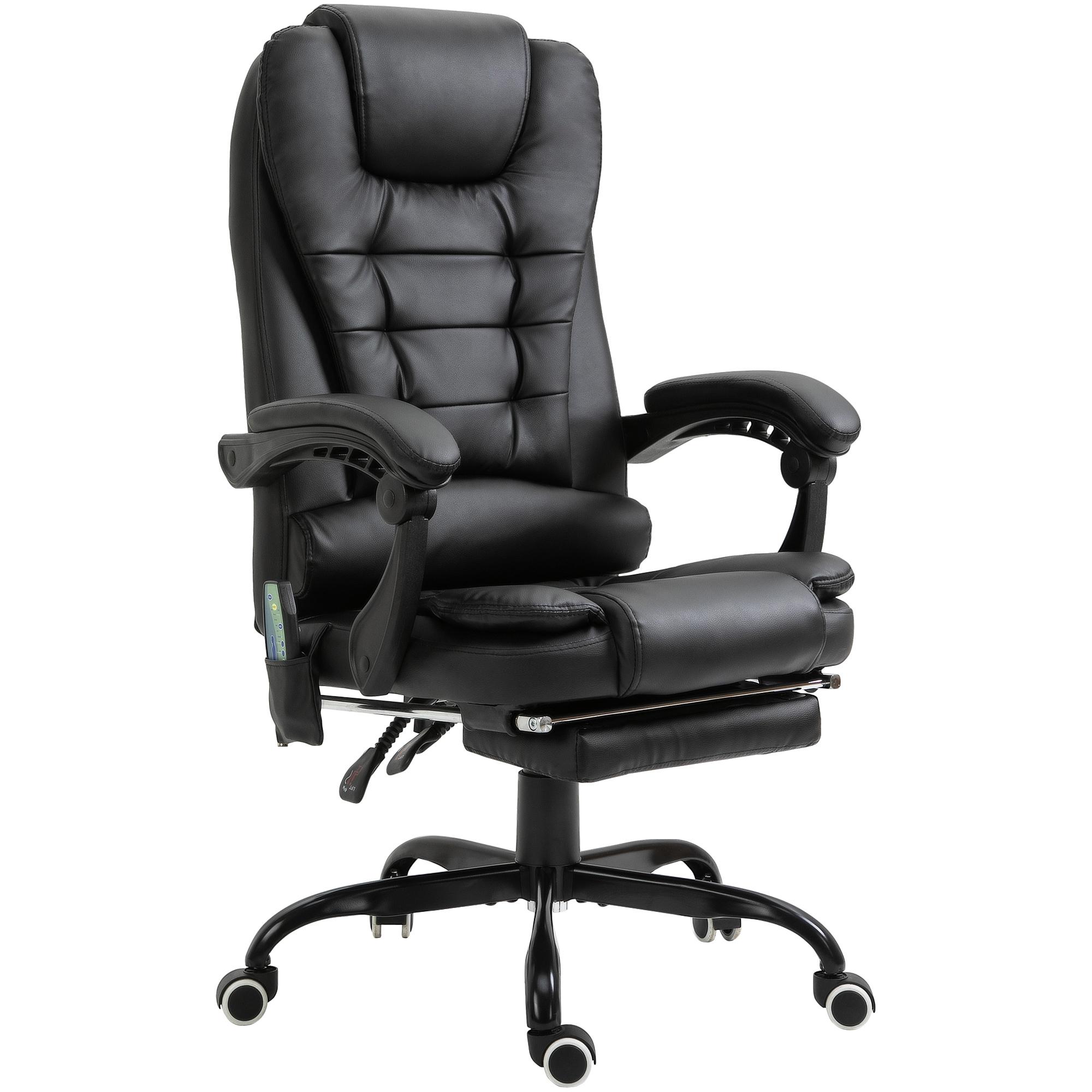 Cadeira de Massagem com 7 Pontos de Massagem Reclinável com Apoio para os Pés e Controlo Remoto 67x79x111 - 121 cm Preto