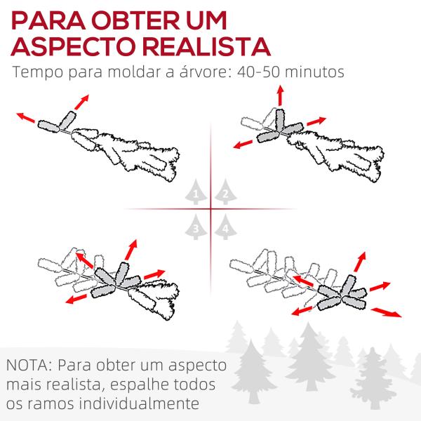 Árvore de Natal Ø116x180 cm Neve Artificial com 627 Pontas de PVC Base Dobrável e Suporte de Metal Decoração de Natal Verde e Branco