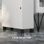 Armário Auxiliar Casa de Banho com 4 Rodas 2 Compartimentos para Papel Higiénico Armário e Prateleiras Ajustáveis 52x17x67 cm Branco